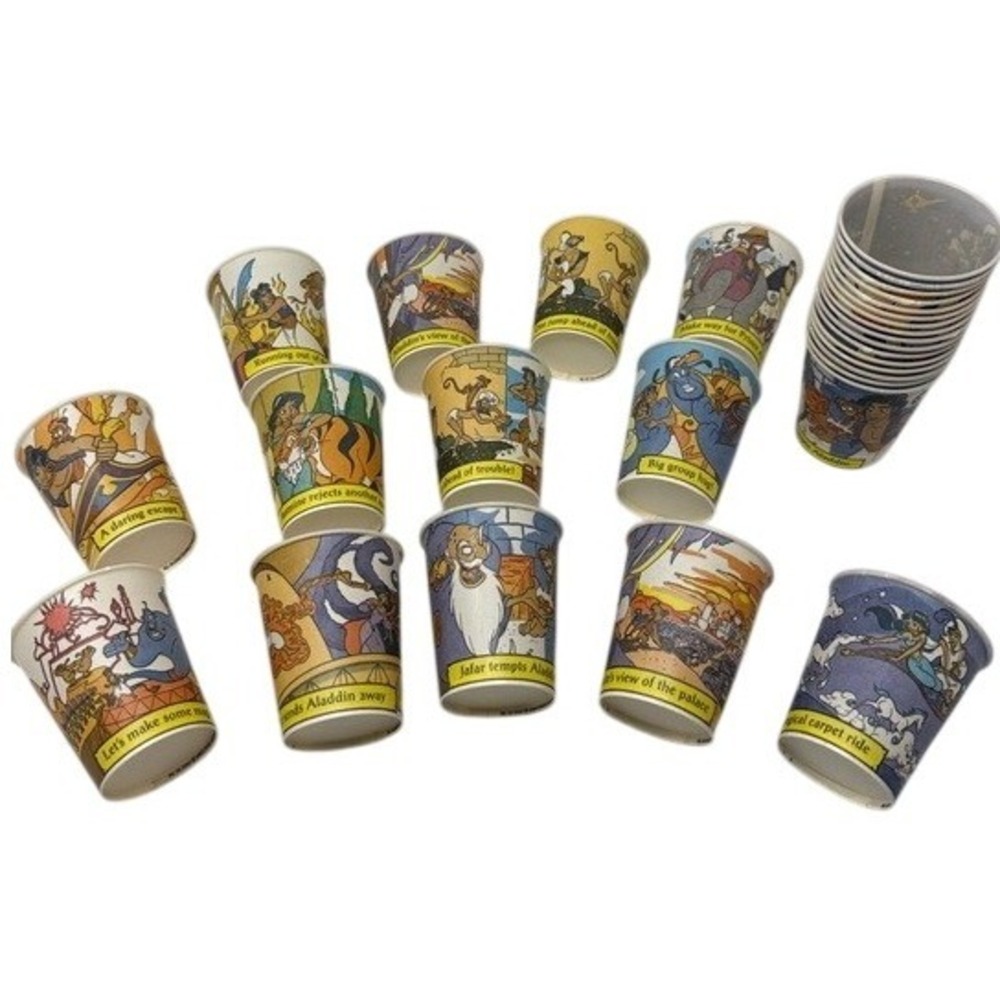 Disney Aladdin Dixie Paper Cups Kids Vintage 90s Set of 28 Made in USA